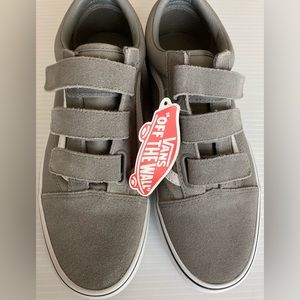 Vans low tops Velcro closure shoes Old Skool Vans  gray suede sneakers shoes sz8
